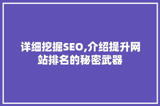 详细挖掘SEO,介绍提升网站排名的秘密武器 详细挖掘SEO,介绍提升网站排名的秘密武器 必应SEO