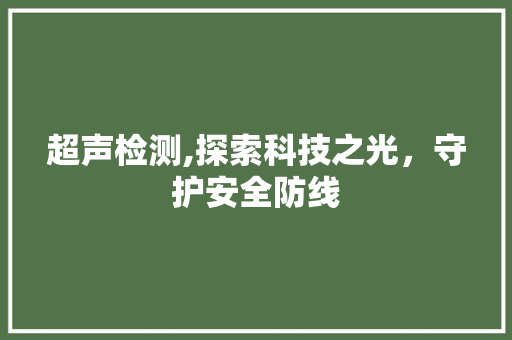 超声检测,探索科技之光，守护安全防线 超声检测,探索科技之光，守护安全防线 神马SEO