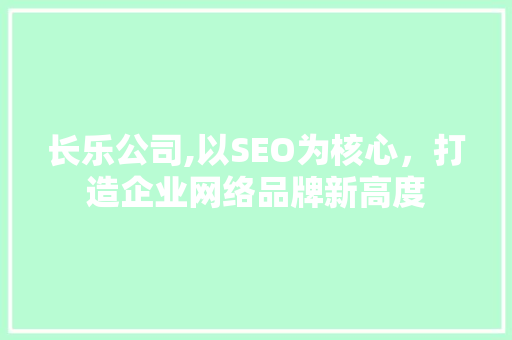 长乐公司,以SEO为核心，打造企业网络品牌新高度