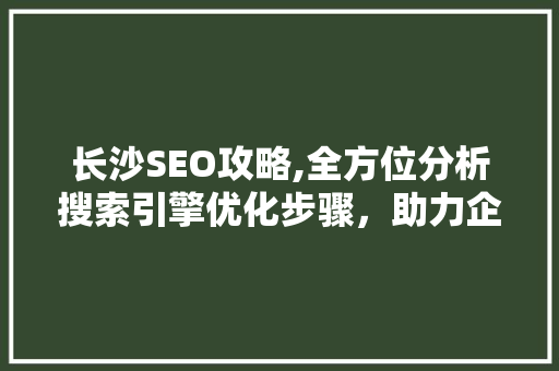 长沙SEO攻略,全方位分析搜索引擎优化步骤，助力企业抢占市场先机 长沙SEO攻略,全方位分析搜索引擎优化步骤，助力企业抢占市场先机 网站建设公司