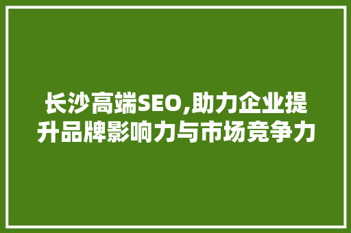 长沙高端SEO,助力企业提升品牌影响力与市场竞争力 长沙高端SEO,助力企业提升品牌影响力与市场竞争力 SEO关键词