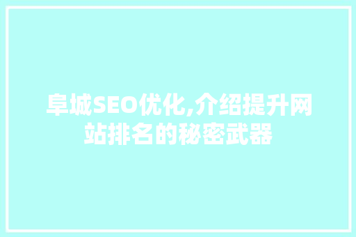 阜城SEO优化,介绍提升网站排名的秘密武器 阜城SEO优化,介绍提升网站排名的秘密武器 搜狗SEO