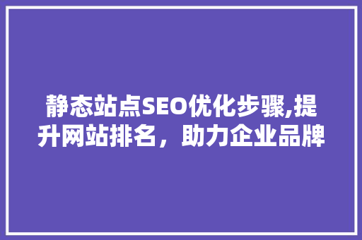 静态站点SEO优化步骤,提升网站排名，助力企业品牌传播 静态站点SEO优化步骤,提升网站排名，助力企业品牌传播 百度SEO