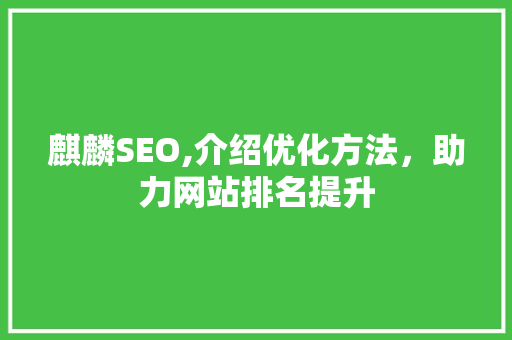 麒麟SEO,介绍优化方法，助力网站排名提升 麒麟SEO,介绍优化方法，助力网站排名提升 百度SEO