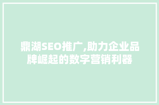 鼎湖SEO推广,助力企业品牌崛起的数字营销利器 鼎湖SEO推广,助力企业品牌崛起的数字营销利器 神马SEO