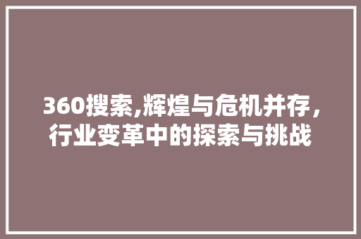 360搜索,辉煌与危机并存，行业变革中的探索与挑战 360搜索,辉煌与危机并存，行业变革中的探索与挑战 必应SEO