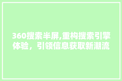360搜索半屏,重构搜索引擎体验，引领信息获取新潮流 360搜索半屏,重构搜索引擎体验，引领信息获取新潮流 网站建设公司
