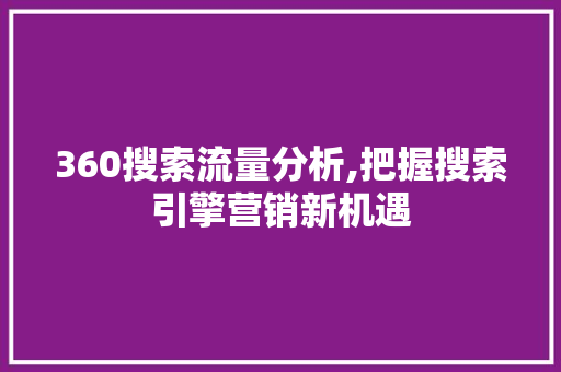 360搜索流量分析,把握搜索引擎营销新机遇 360搜索流量分析,把握搜索引擎营销新机遇 必应SEO