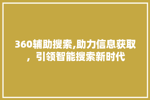 360辅助搜索,助力信息获取，引领智能搜索新时代 360辅助搜索,助力信息获取，引领智能搜索新时代 网站建设公司