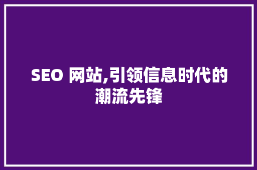 SEO 网站,引领信息时代的潮流先锋 SEO 网站,引领信息时代的潮流先锋 必应SEO