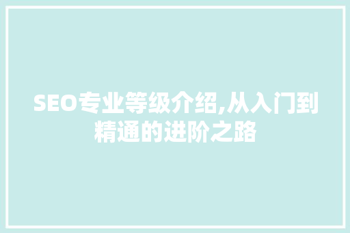 SEO专业等级介绍,从入门到精通的进阶之路 百度SEO SEO专业等级介绍,从入门到精通的进阶之路 SEO专业等级介绍,从入门到精通的进阶之路 百度SEO