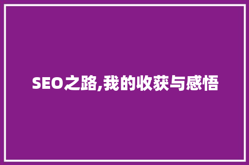 SEO之路,我的收获与感悟 SEO之路,我的收获与感悟 搜狗SEO
