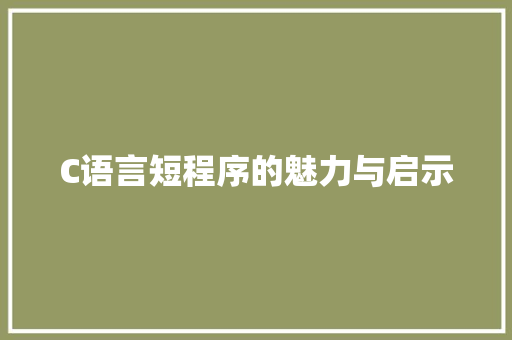C语言短程序的魅力与启示 C语言短程序的魅力与启示 必应SEO