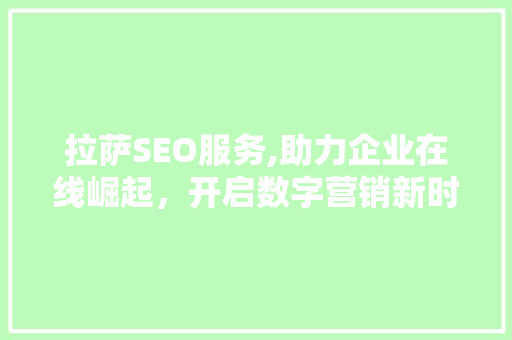 拉萨SEO服务,助力企业在线崛起，开启数字营销新时代 拉萨SEO服务,助力企业在线崛起，开启数字营销新时代 百度SEO