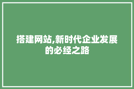 搭建网站,新时代企业发展的必经之路 搭建网站,新时代企业发展的必经之路 神马SEO
