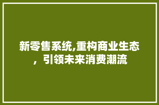 新零售系统,重构商业生态，引领未来消费潮流 新零售系统,重构商业生态，引领未来消费潮流 SEO关键词