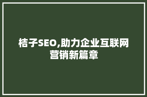 桔子SEO,助力企业互联网营销新篇章 桔子SEO,助力企业互联网营销新篇章 百度SEO