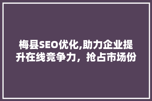 梅县SEO优化,助力企业提升在线竞争力，抢占市场份额 梅县SEO优化,助力企业提升在线竞争力，抢占市场份额 网站建设公司