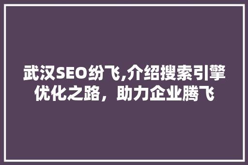 武汉SEO纷飞,介绍搜索引擎优化之路，助力企业腾飞 武汉SEO纷飞,介绍搜索引擎优化之路，助力企业腾飞 搜狗SEO