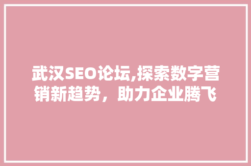 武汉SEO论坛,探索数字营销新趋势，助力企业腾飞 武汉SEO论坛,探索数字营销新趋势，助力企业腾飞 搜狗SEO