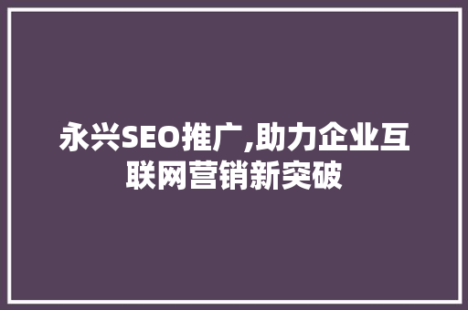 永兴SEO推广,助力企业互联网营销新突破