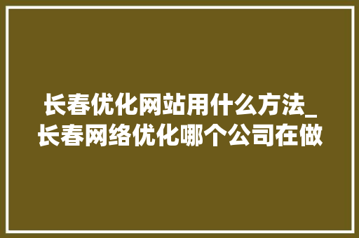 长春优化网站用什么方法_长春网络优化哪个公司在做。 神马SEO