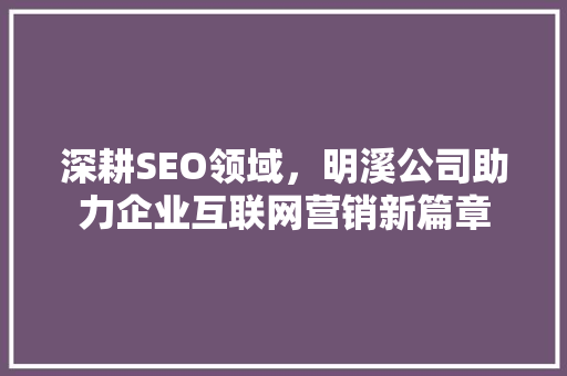 深耕SEO领域，明溪公司助力企业互联网营销新篇章 深耕SEO领域，明溪公司助力企业互联网营销新篇章 百度SEO