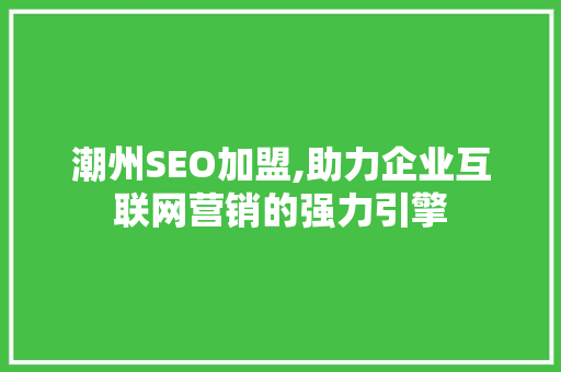 潮州SEO加盟,助力企业互联网营销的强力引擎 潮州SEO加盟,助力企业互联网营销的强力引擎 百度SEO