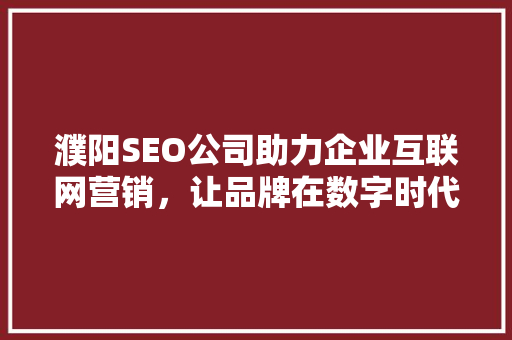 濮阳SEO公司助力企业互联网营销，让品牌在数字时代熠熠生辉 濮阳SEO公司助力企业互联网营销，让品牌在数字时代熠熠生辉 必应SEO