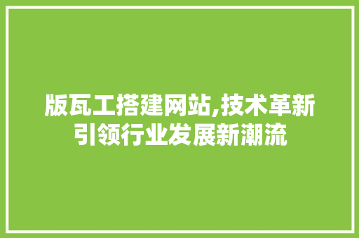 版瓦工搭建网站,技术革新引领行业发展新潮流 版瓦工搭建网站,技术革新引领行业发展新潮流 神马SEO