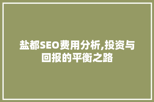 盐都SEO费用分析,投资与回报的平衡之路 盐都SEO费用分析,投资与回报的平衡之路 网站建设公司
