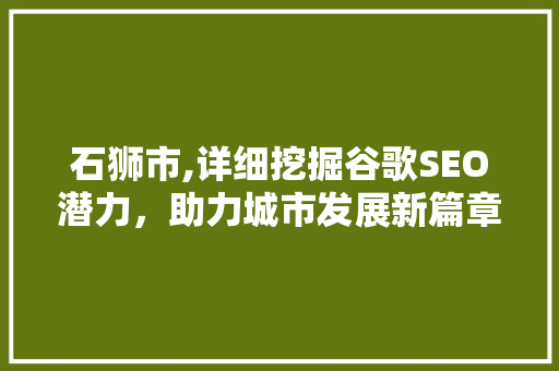 石狮市,详细挖掘谷歌SEO潜力，助力城市发展新篇章 石狮市,详细挖掘谷歌SEO潜力，助力城市发展新篇章 搜狗SEO