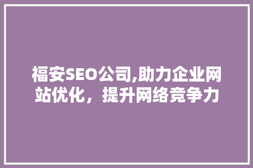 福安SEO公司,助力企业网站优化，提升网络竞争力 福安SEO公司,助力企业网站优化，提升网络竞争力 网站建设公司
