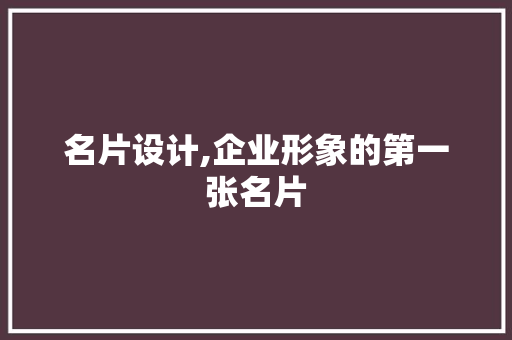 名片设计,企业形象的第一张名片 名片设计,企业形象的第一张名片 神马SEO