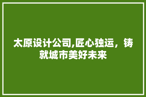 太原设计公司,匠心独运，铸就城市美好未来 太原设计公司,匠心独运，铸就城市美好未来 必应SEO
