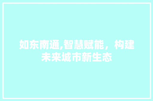 如东南通,智慧赋能，构建未来城市新生态 如东南通,智慧赋能，构建未来城市新生态 百度SEO