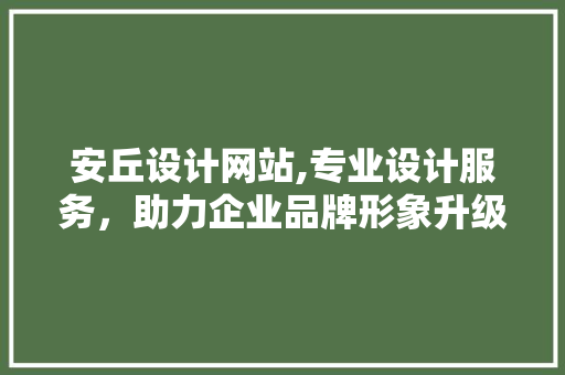 安丘设计网站,专业设计服务，助力企业品牌形象升级 安丘设计网站,专业设计服务，助力企业品牌形象升级 神马SEO