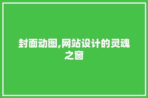 封面动图,网站设计的灵魂之窗