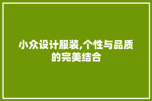 小众设计服装,个性与品质的完美结合