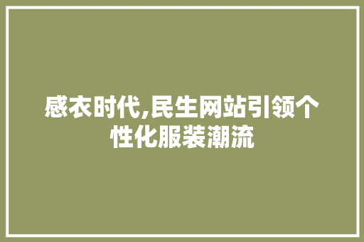感衣时代,民生网站引领个性化服装潮流