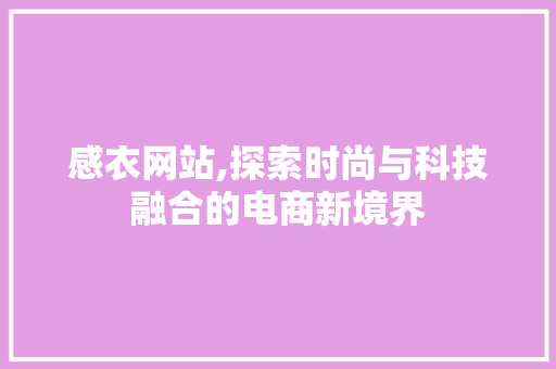 感衣网站,探索时尚与科技融合的电商新境界 感衣网站,探索时尚与科技融合的电商新境界 必应SEO