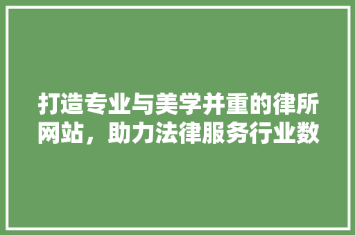 打造专业与美学并重的律所网站，助力法律服务行业数字化转型 打造专业与美学并重的律所网站，助力法律服务行业数字化转型 网站建设公司