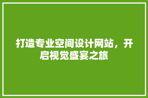 打造专业空间设计网站，开启视觉盛宴之旅