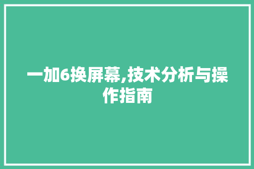 一加6换屏幕,技术分析与操作指南 一加6换屏幕,技术分析与操作指南 网站建设公司