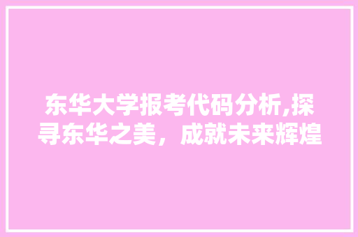东华大学报考代码分析,探寻东华之美，成就未来辉煌