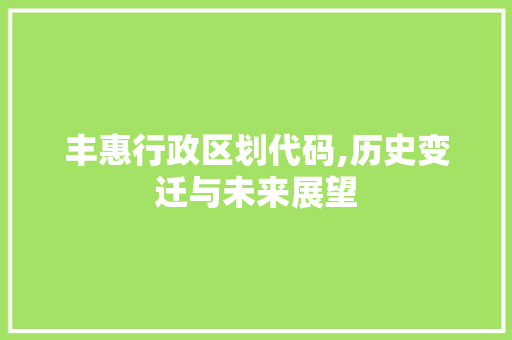 丰惠行政区划代码,历史变迁与未来展望 丰惠行政区划代码,历史变迁与未来展望 网站建设公司