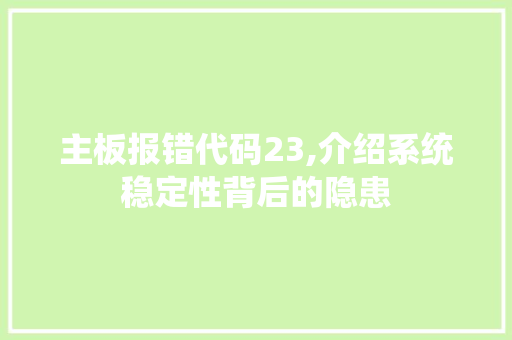 主板报错代码23,介绍系统稳定性背后的隐患 主板报错代码23,介绍系统稳定性背后的隐患 必应SEO