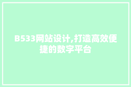 B533网站设计,打造高效便捷的数字平台 B533网站设计,打造高效便捷的数字平台 神马SEO