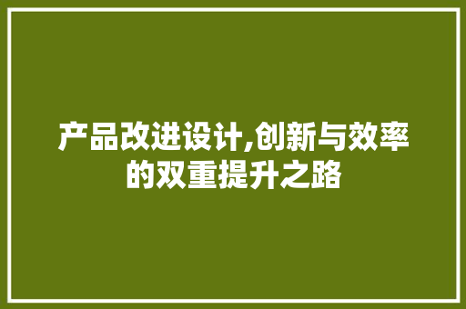 产品改进设计,创新与效率的双重提升之路 产品改进设计,创新与效率的双重提升之路 百度SEO