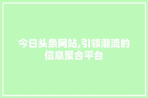 今日头条网站,引领潮流的信息聚合平台 今日头条网站,引领潮流的信息聚合平台 SEO关键词